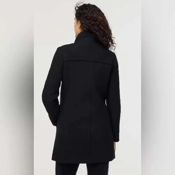 NWT J. Crew Black Wool Peacoat City Coat with Button Neck mock neck - Picture 5 of 13